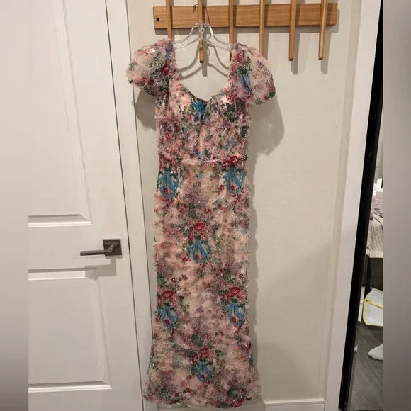 Sherri Hill Floral Maxi Dress - Pink and Green - Picture 9 of 9